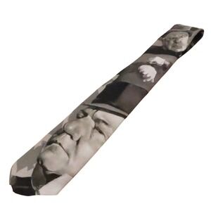 Ralph Marlin WC Fields Vintage Tie Mens Monochrome Novelty 1992 Made in USA